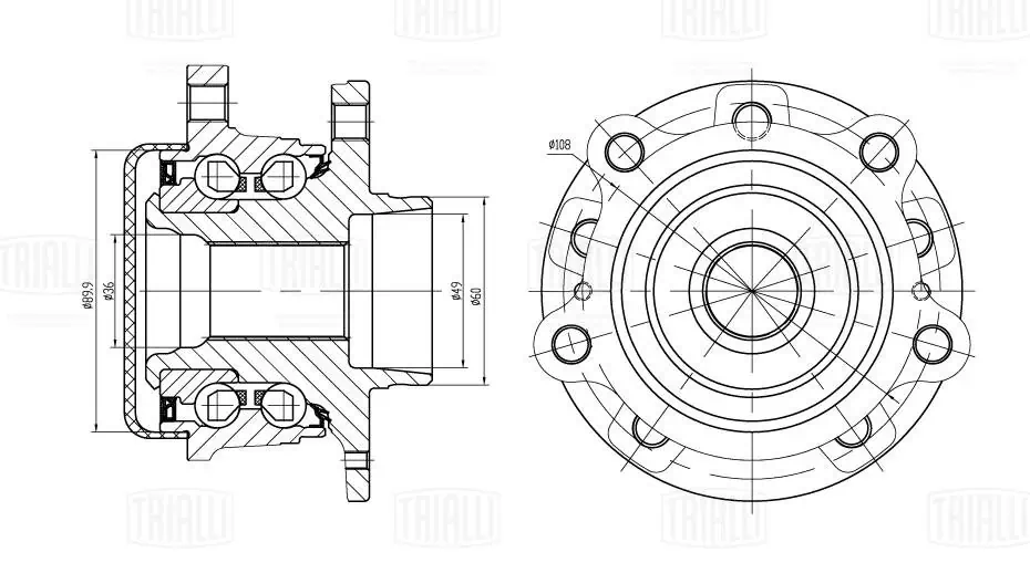 Ступица задняя R=L 204001454AA DI-SOLIK Chery Tiggo 7 Pro Max/8/8 Pro/8 Pro Max/Exeed LX/Omoda C5